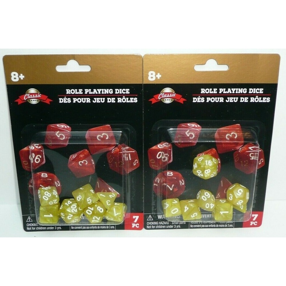 2 Sets RPG Dice 7 Piece Role Playing Game D20 Dungeon Dragons Polyhedral Die D&D